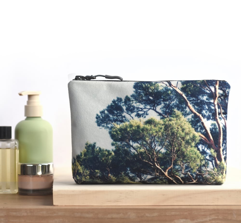 Image of Scots pine, wash bag, make-up, travel zipper pouch