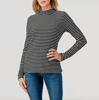 Image 3 of Mel Stripe Mock Neck Top
