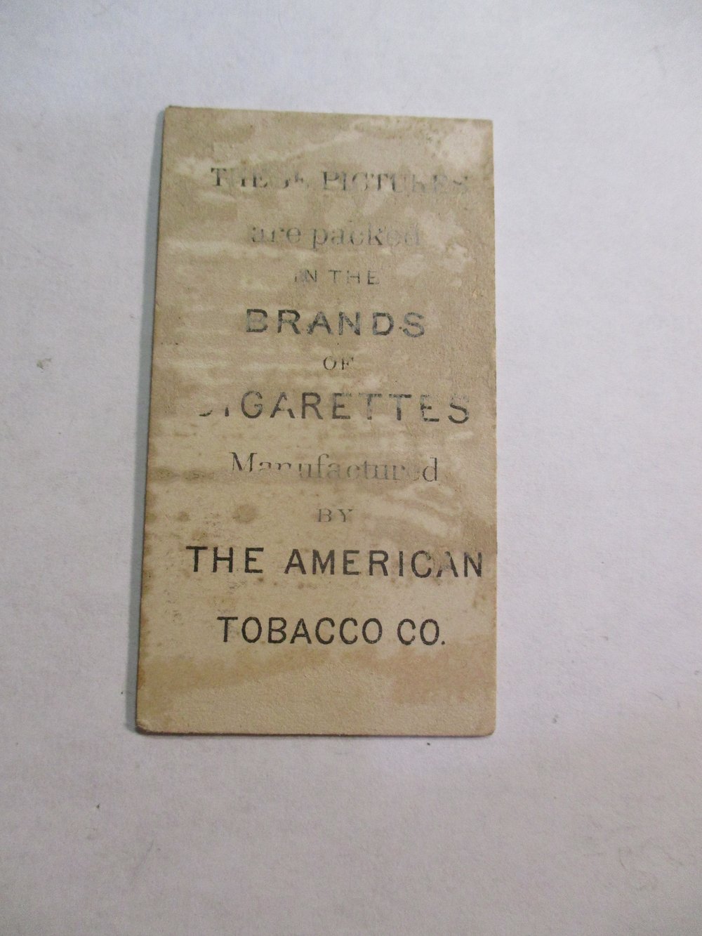 SCARCE EARLY TOBACCO CARD, CIRCA PRE-WORLD WAR I