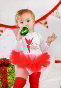 Image 1 of Tinkerbell Tutu Bodysuit Leotard Girl’s Tulle Fairy Red White Christmas Dress  Party Set