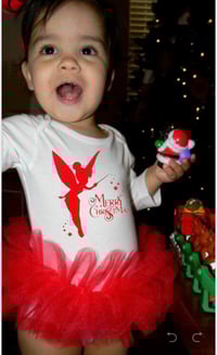 Image 2 of Tinkerbell Tutu Bodysuit Leotard Girl’s Tulle Fairy Red White Christmas Dress  Party Set
