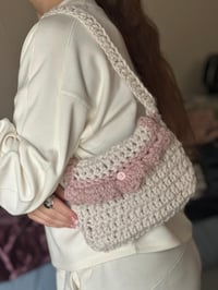 Image 1 of Crochet purse-rose pink & Cream