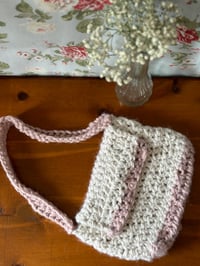 Image 1 of Crochet purse:Pink and cream 