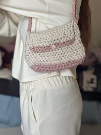 Image 5 of Crochet purse:Pink and cream 
