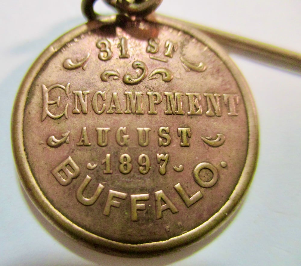 #223-CIVIL WAR SALE: RARE GAR STICK PIN WITH ENAMEL MEDAL