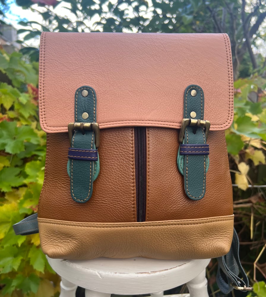 Image of Harlequin Collection - Buffalo Leather Small Backpack - AA1