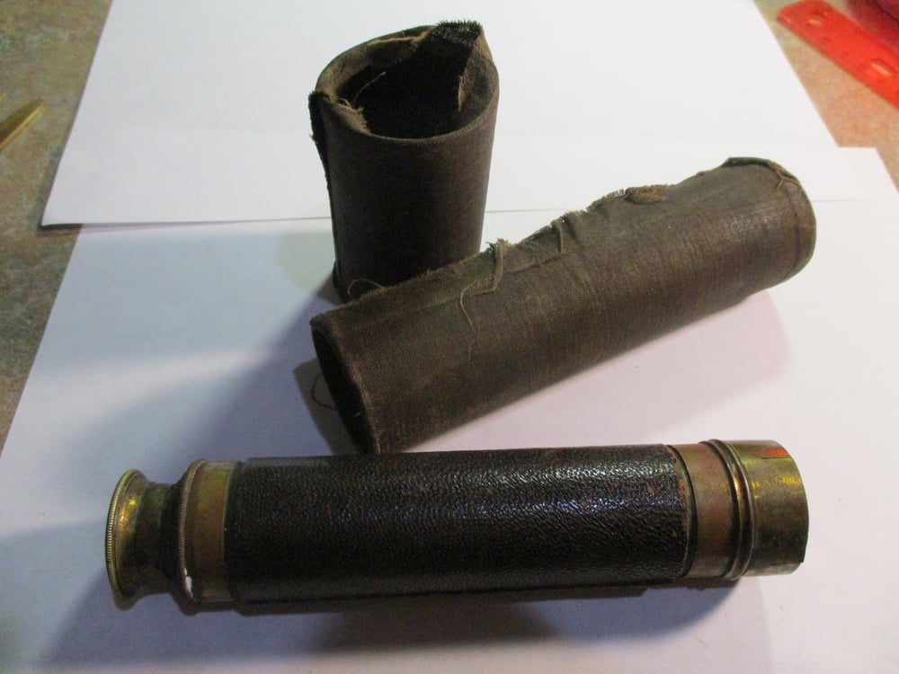 #218-CIVIL WAR SALE: RARE SOLDIER'S TELESCOPE IN ORIGINAL TWO-PART CASE