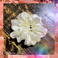Image 1 of Pearl White Satin Scrunchie 