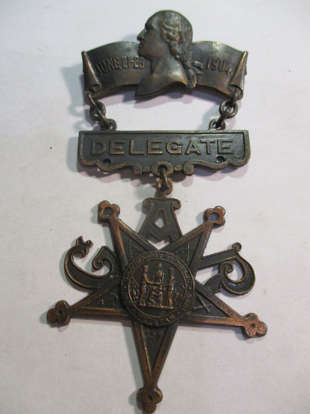 #216-CIVIL WAR SALE:  ORNATE 3-PIECE METAL BADGE  