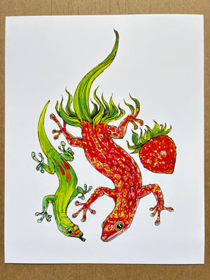 Image of Gecko Strawberry Laserprint 8”x10”