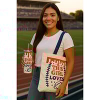 Image 3 of  TMCraftyDesigns Custom Design Tumbler + Matching Canvas Tote + Pouch – "This Girl Loves Football"