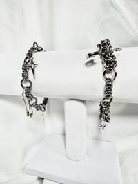 Image 2 of Safety Pin Chainmaille Bracelet, Star Charms