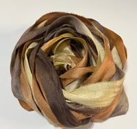 Image 2 of Ready To Ship! 10YD CAPPUCCINO HAND DYED SARI SILK RIBBON BY COLOR BURST SILK