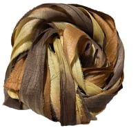 Image 3 of Ready To Ship! 10YD CAPPUCCINO HAND DYED SARI SILK RIBBON BY COLOR BURST SILK