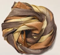 Image 4 of Ready To Ship! 10YD CAPPUCCINO HAND DYED SARI SILK RIBBON BY COLOR BURST SILK
