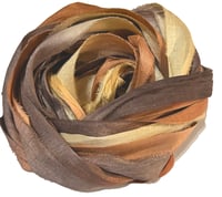 Image 1 of Ready To Ship! 10YD CAPPUCCINO HAND DYED SARI SILK RIBBON BY COLOR BURST SILK