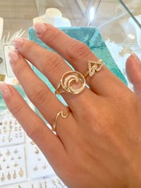 Image 3 of 14k solid gold diamond circle wave ring