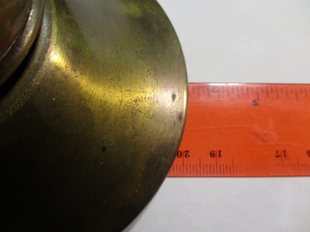 #204-CIVIL WAR SALE: RARE & UNUSUAL BRASS DESK PIECE WITH GLASS INK WELL INSIDE