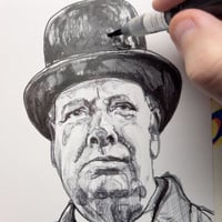 Image 5 of “Resolve” — Winston Churchill Ink Portrait (6×9)