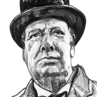 Image 1 of “Resolve” — Winston Churchill Ink Portrait (6×9)