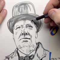 Image 4 of “Resolve” — Winston Churchill Ink Portrait (6×9)