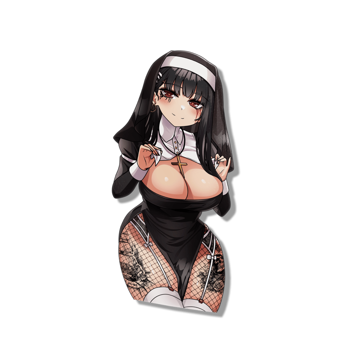 Image of Busty Goth Nun Sticker