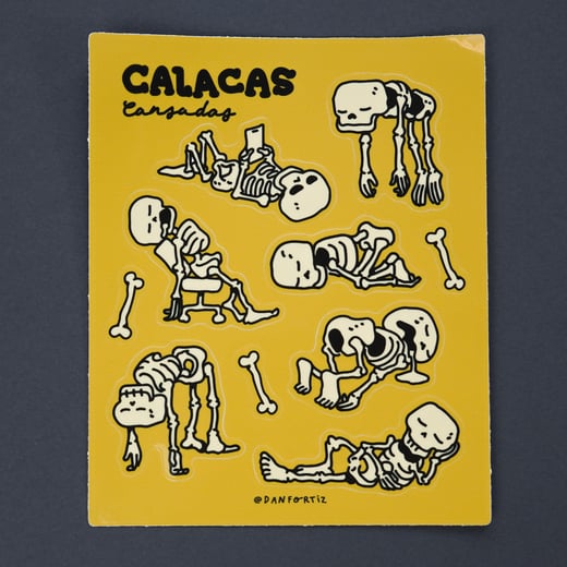 Calacas Cansadas: Planilla de stickers