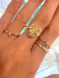 Image 3 of 14k solid gold Hawaiian maile lei flower ring