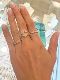 Image 4 of 14k solid gold diamond star open ring 