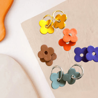 Image 1 of Joia - boucles fleur cuir  - palette automnale