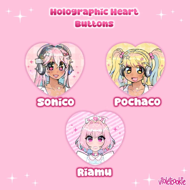 Anime Girl Heart Buttons