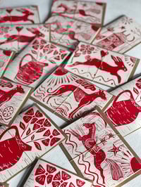 Image 2 of Red Block Printed Greeting Cards