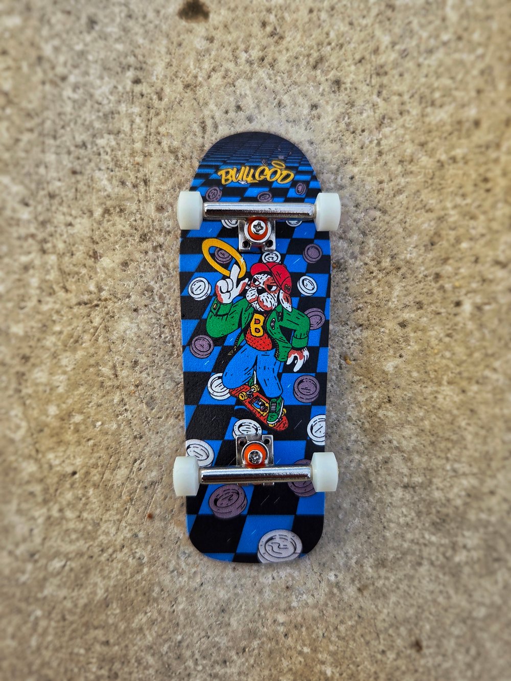 Image of Old School Fingerboard - Checkers Blue