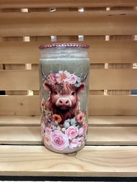 Highland Cow Snow Globe Tumbler with Decorative Lid