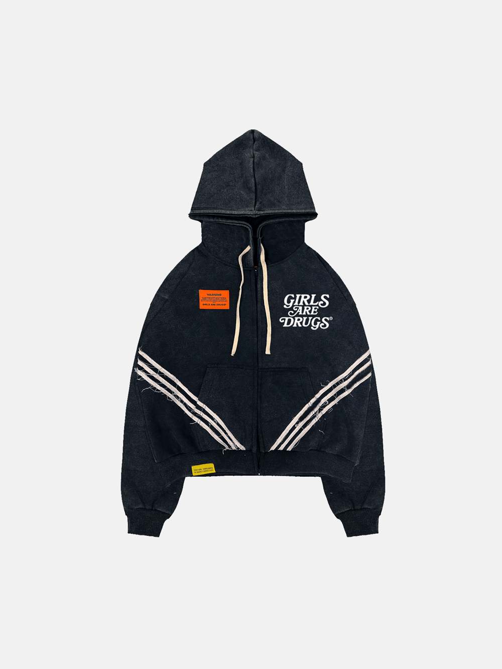 Image of GIRLS ARE DRUGS® VINTAGE ACID WASHED HOODIE - BLACK