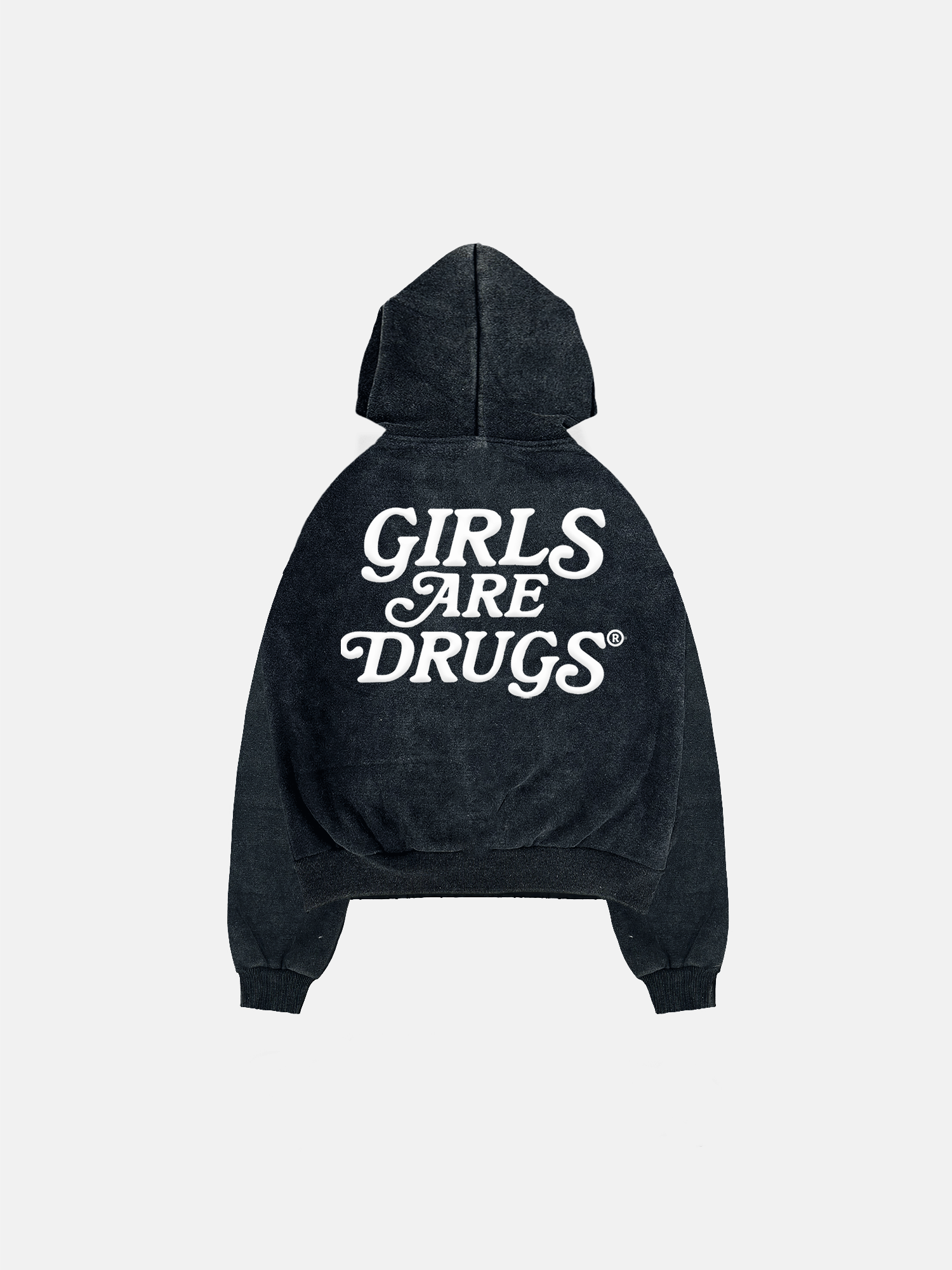 Image of GIRLS ARE DRUGS® VINTAGE ACID WASHED HOODIE - BLACK