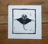 Image 2 of Manta Ray Lino Print