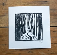 Image 3 of Woodland Cabin Lino Print