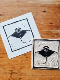 Image 4 of Manta Ray Lino Print
