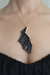Image 2 of Black Bat Wing Pendant 