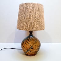 Image 2 of Grande lampe en céramique grès signé Alain Blanchard vintage 1970 abat-jour corde