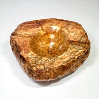 Image 1 of Cendrier vintage en albâtre ocre par Romano Bianchi - Italie 1970 - Vide-poche