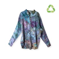 Image 1 of ♻️ UPCYCLED XL Men's Abercrombie 100% Linen Shirt in Soft Watercolor Ice Dye