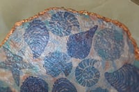 Image 3 of Blue Paper Mache Bowl with Seashell and Starfish – Handmade Coastal Decor