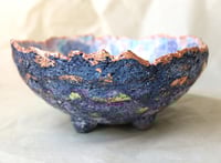Image 4 of Blue Paper Mache Bowl with Seashell and Starfish – Handmade Coastal Decor