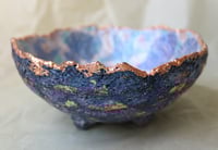 Image 9 of Blue Paper Mache Bowl with Seashell and Starfish – Handmade Coastal Decor