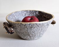 Image 3 of Paper Mache Bowl with Driftwood Handles & Gold Rim | Eco-Friendly Decor