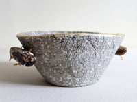 Image 4 of Paper Mache Bowl with Driftwood Handles & Gold Rim | Eco-Friendly Decor