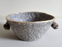 Image 2 of Paper Mache Bowl with Driftwood Handles & Gold Rim | Eco-Friendly Decor