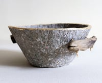 Image 1 of Paper Mache Bowl with Driftwood Handles & Gold Rim | Eco-Friendly Decor
